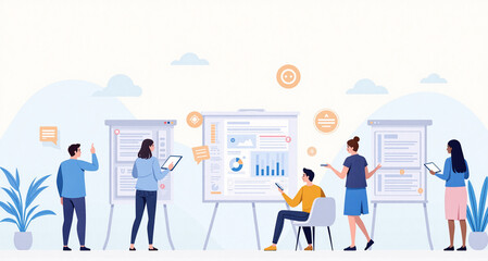 Teamwork Collaboration with Data Visualization and Business Analytics Dashboard
