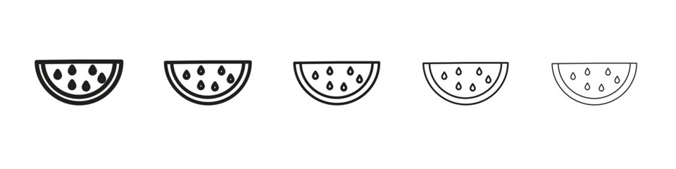 Watermelon slice icon line art vector collection on white background