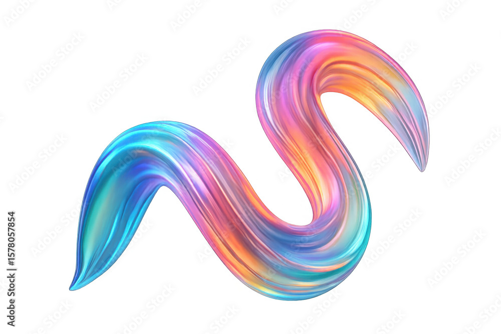 Poster 3d render of a colorful paint stroke swirling on transparent background, creating a vibrant and dyna