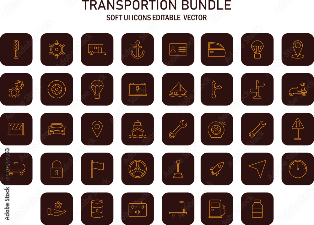 Poster comprehensive transportation and logistics icon set in a modern style perfect for ui design enhanced