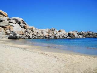 Turquoise Waters of the Mediterranean Sea Near Lavezzi Island, Corsica This stunning image captures the untouched beauty of the Mediterranean Sea near Lavezzi Island, off the southern coast of Corsica