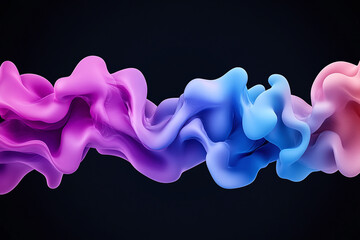 Colorful flowing abstract shapes on a dark background.