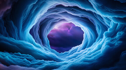 Mystery swirling clouds framing a cosmic void.