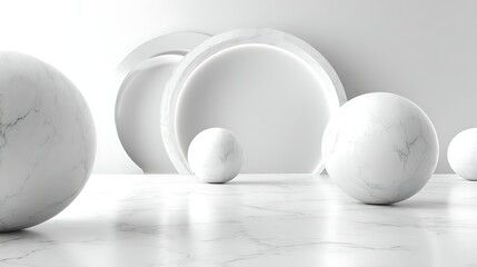 Marble Sphere and White Circle Decor