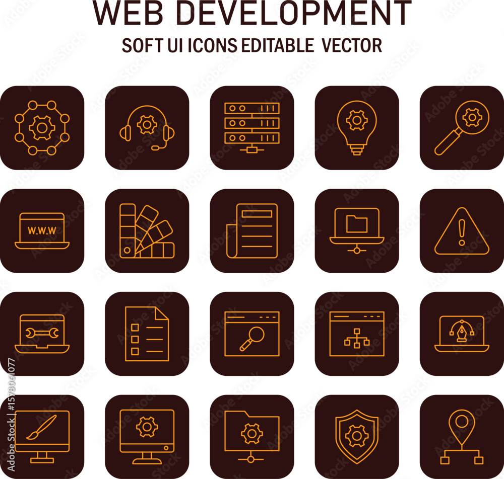 Fototapete soft user interface design: a collection of editable vector icons for web development projects visua