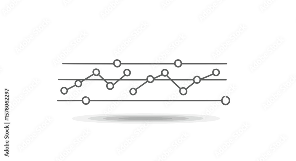 Poster illustration of a line graph with circles between horizontal lines