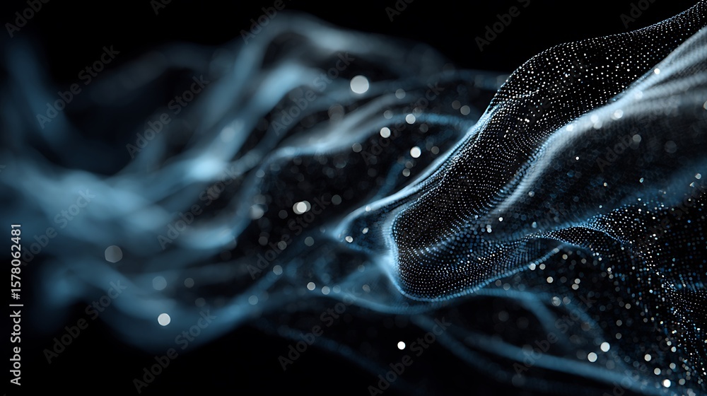 Poster abstract particle wave on black background