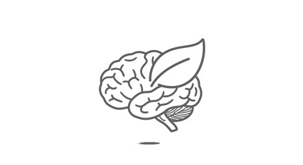 Stylized brain outline with a leaf overlaying the cerebral hemisphere
