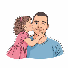 Obraz premium Loving Daughter Kissing Her Father on the Cheek, Symbol of Affection and Bond