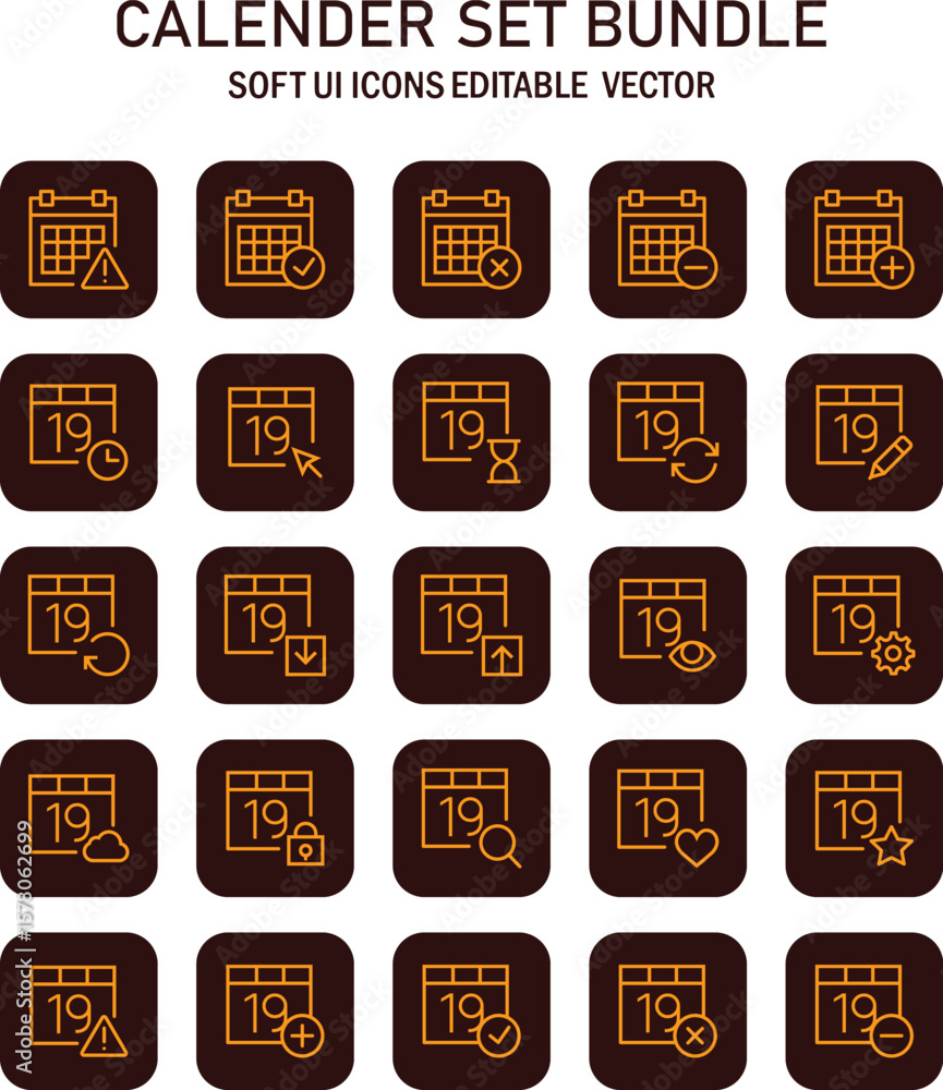 Aufkleber elegant brown calendar icon collection with date variations for appointment and reminders and task m