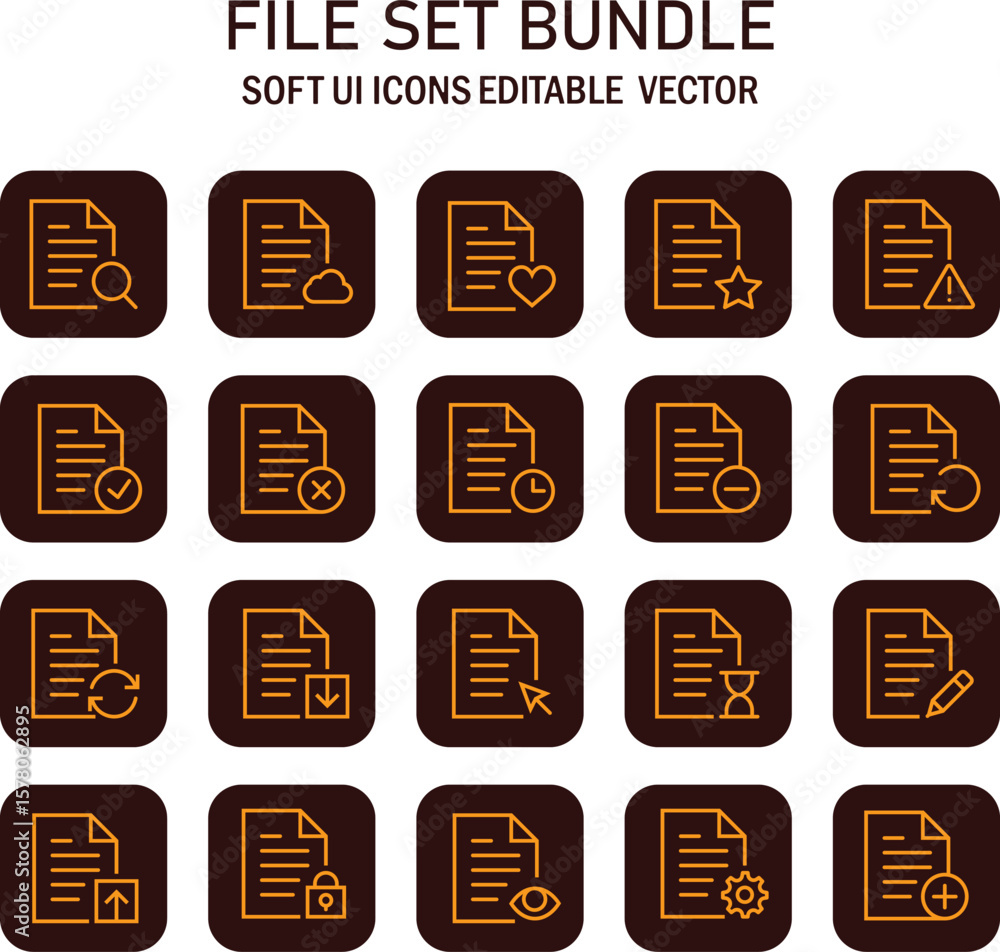 Poster Elegant soft user interface icons depicting file management and document actions for websites and applications design