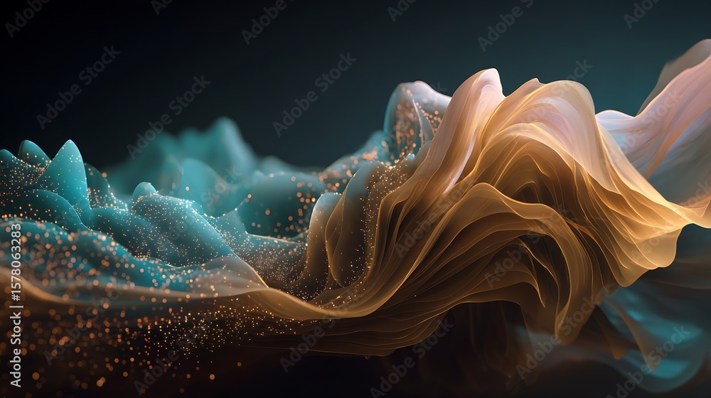 Poster abstract wave background with gold particle