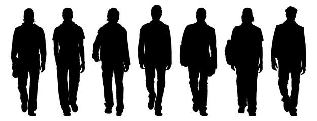Fashion boys silhouettes editable line vector version 02