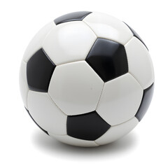 Soccer ball, isolated on white background, classic black and white pattern, sharp details, soft lighting, hyper-realistic, 8k resolution
