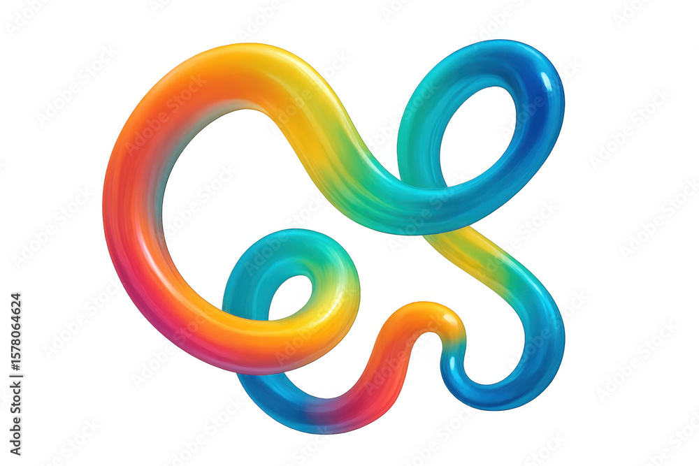 Poster swirling rainbow gradient blending dynamically, creating colorful abstract pattern with transparent 