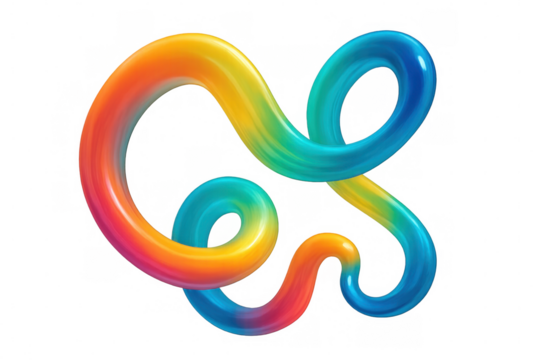 Swirling rainbow gradient blending dynamically, creating colorful abstract pattern with transparent background
