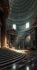 Fototapeta premium Grand interior, sunlit basilica