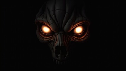 Glowing Scary Eyes in the Dark with Sharp Pupils and Intense Gaze &ndash; Set Against a Black Background, Eerie and Mysterious Atmosphere, Horror Illustration Style

