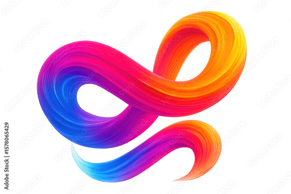 Poster infinity symbol created through bold, sweeping brush stroke, symbolizing continuous flow and limitle