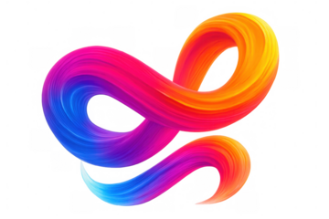 Infinity symbol created through bold, sweeping brush stroke, symbolizing continuous flow and limitless potential against transparent backdrop