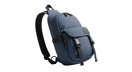 Naklejka premium Blue Travel Backpack with Multiple Compartments and Padded Straps Suitable for Commuters and Students