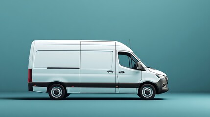 White Van on Blue Background