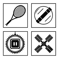 Tennis Racquet Satellite Dish Emblem Light Bulb black white