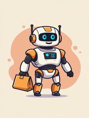 Naklejka premium Robot Delivery Mascot Character 