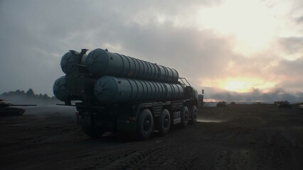 Russian air defense system. Military base.3d rendering.