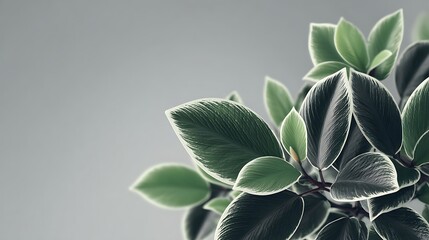 Green Leaf Plant Close Up with White Edges