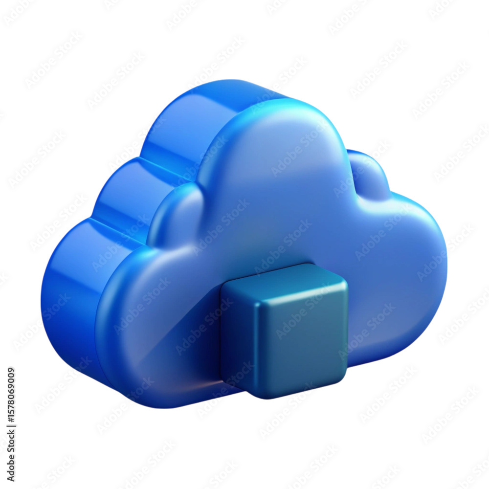 Aufkleber 3d render of a glossy blue cloud icon representing cloud computing and technology