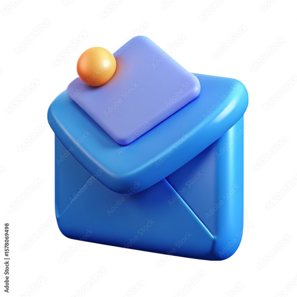 Poster 3d render of an email envelope with a notification icon on black background