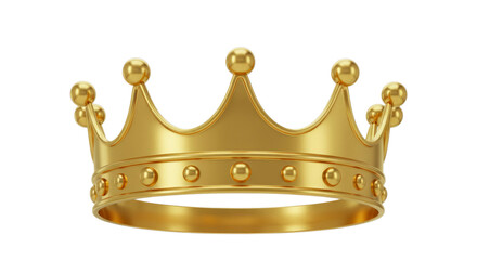 Golden Crown Shiny Metal Headwear on Transparent Background