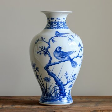 Chinese porcelain vase silhouette cobalt blue