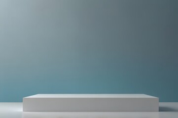 Empty podium in elegant on white and pastel blue gradient background,ideal mockup for product display presentation showcase backdrop design