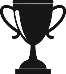 Solid silhouette of a classic trophy cup with two handles, clean vector.