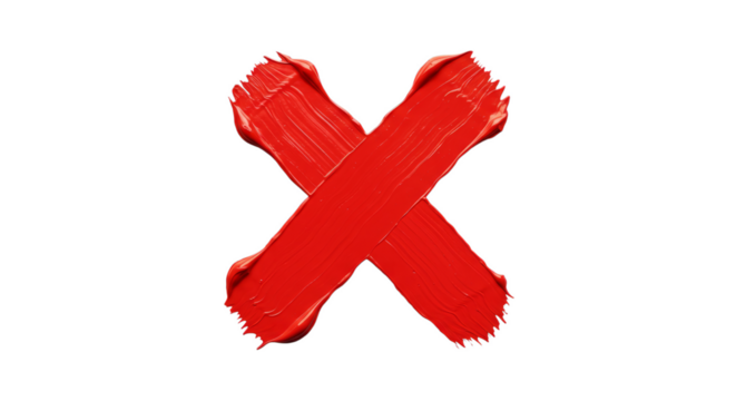 Bold Red Paint Stroke Forming Abstract 'X' on Black