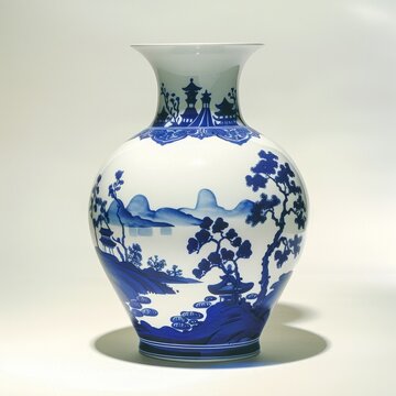 Chinese porcelain vase silhouette cobalt blue