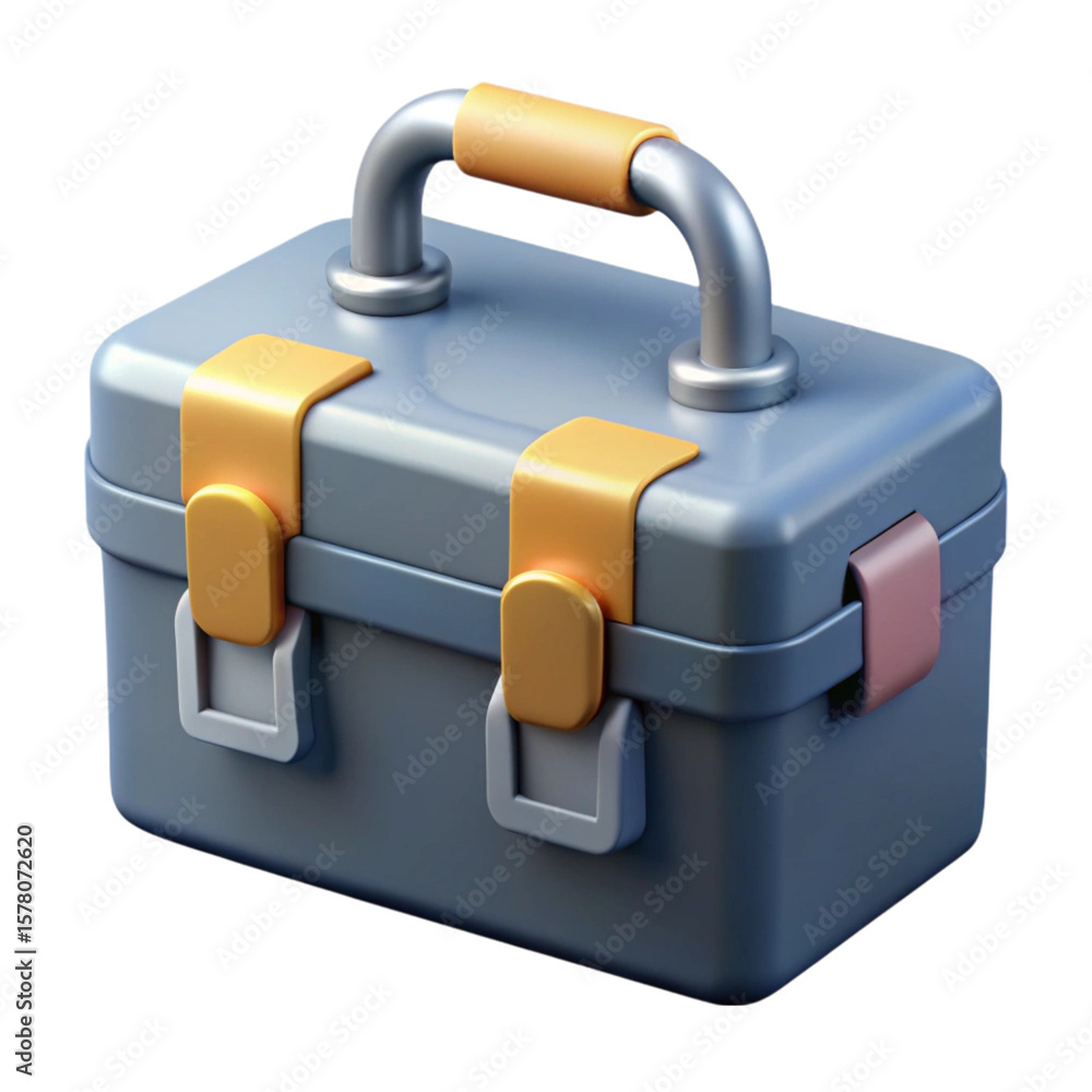 Fototapete 3d rendered toolbox illustration featuring metallic handle and secure clasps on black background