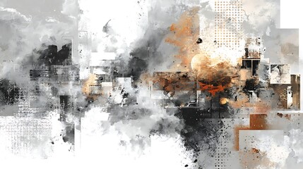 Abstract Painting in Gray and Orange
