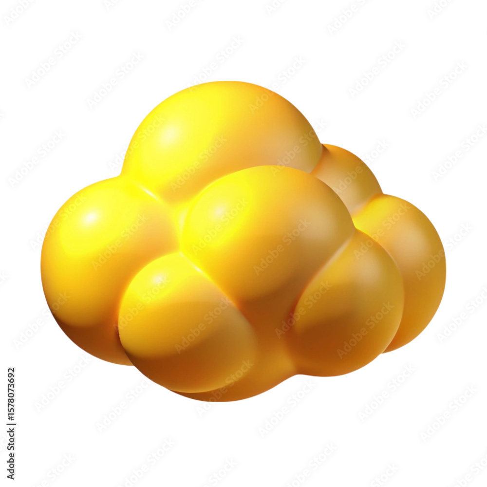 Poster abstract rendering of spherical forms in bright yellow with black background