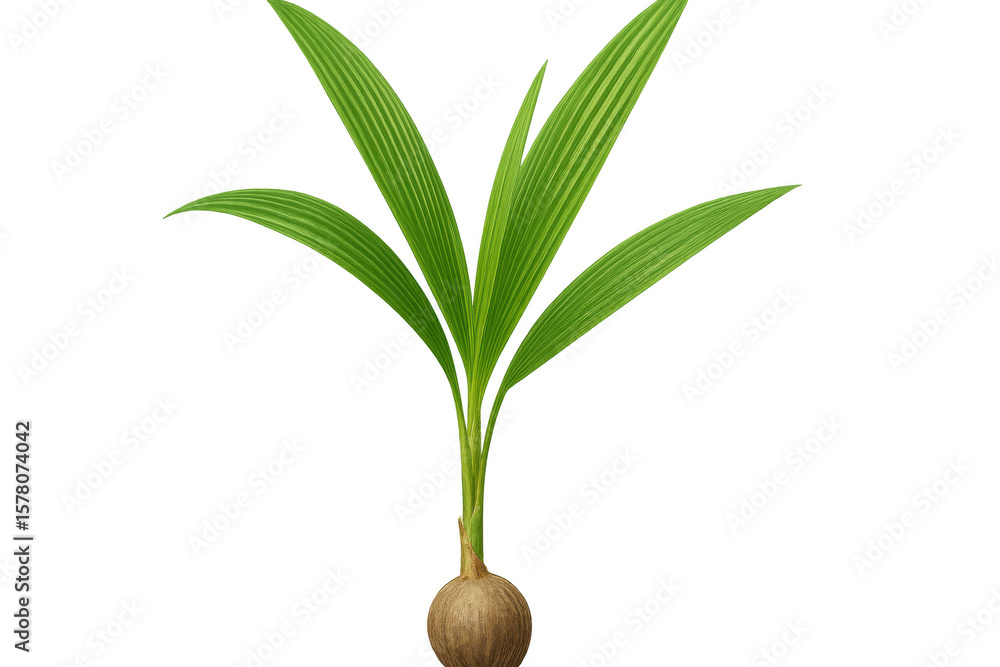Aufkleber sprouting coconut palm tree growing on a transparent background, ideal for easy integration into any