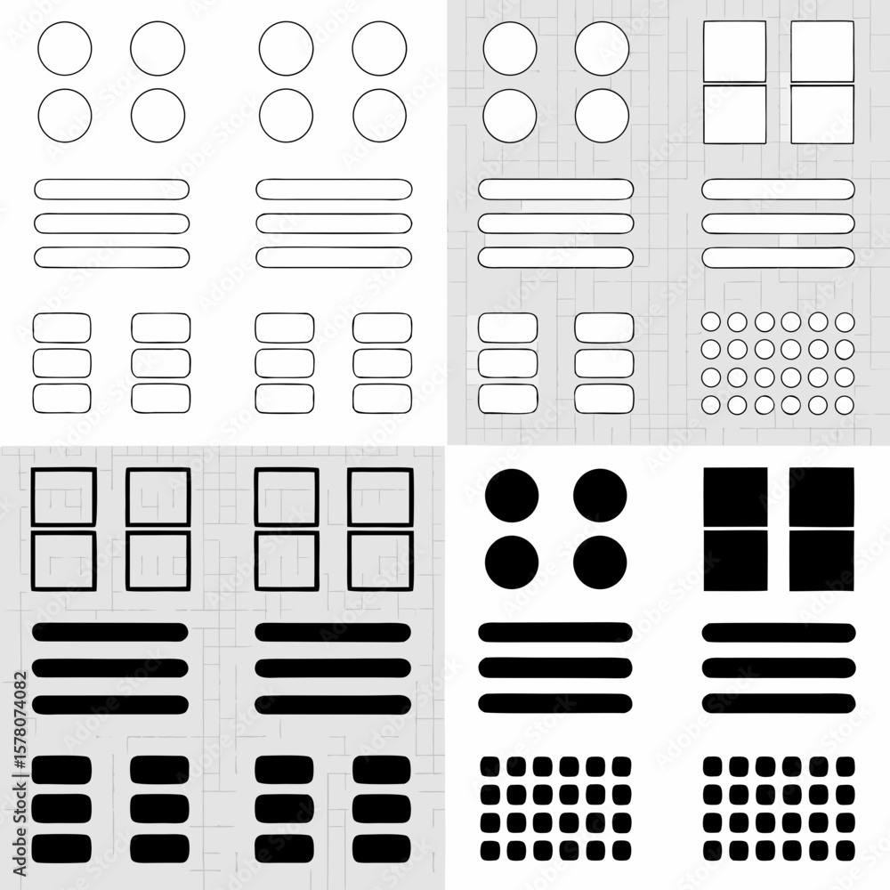 Fototapete Modern minimal hamburger menu icon vector set in black and white, ideal for mobile apps, websites, and UIUX design projects