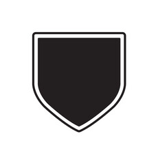 Simple black shield graphic design, outlined in white.