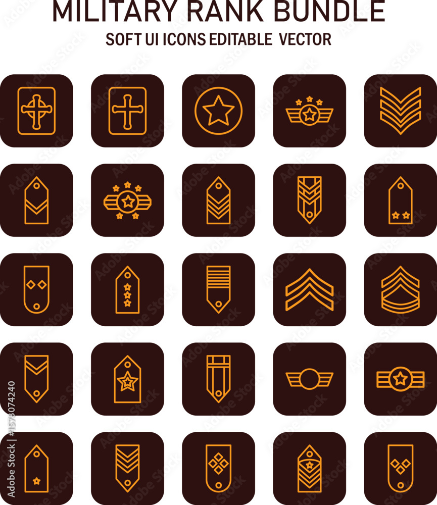 Poster comprehensive visual guide showcasing hierarchical emblems and symbols within a military themed user