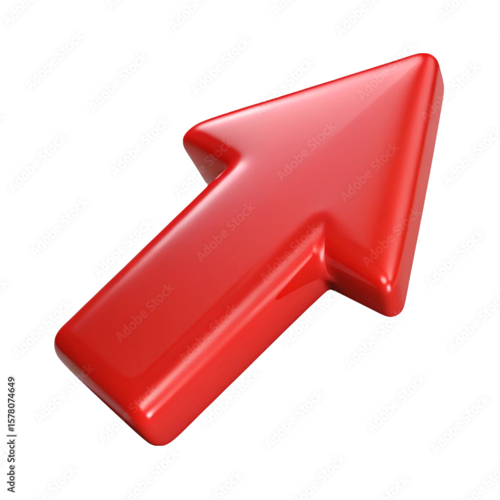 Aufkleber glossy 3d red arrow pointing upwards on a black background showing direction