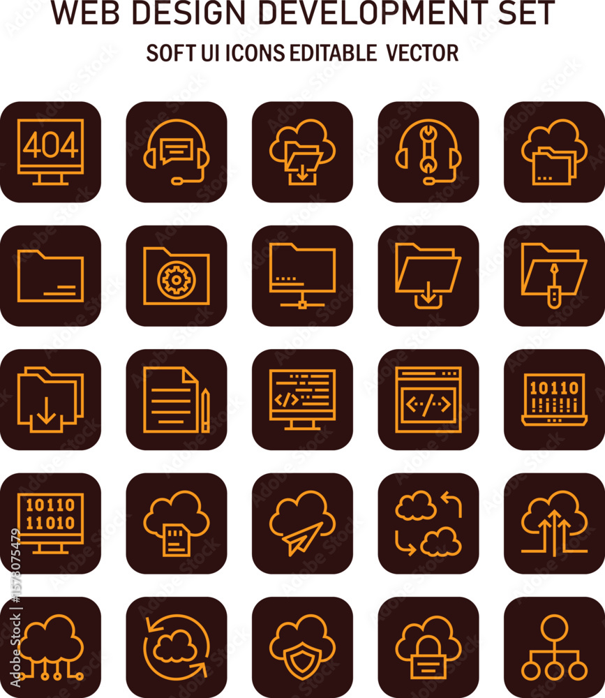 Aufkleber sophisticated vector illustration set for web architecture and application development, featuring di