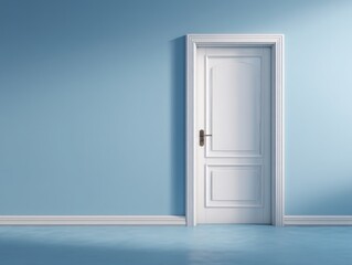 White Door in a Light Blue Room