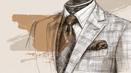Detailed sketch of a suit and tie