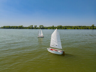 Sailing activities on the Danube River in Smederevo Serbia during a clear day in June